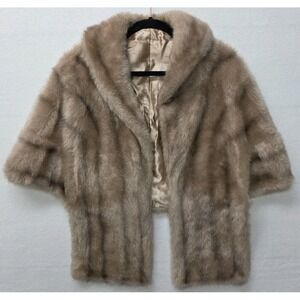 Regina Glenara By Glenoit Womens Beige Animal Print Fur Shawl Wrap One Size